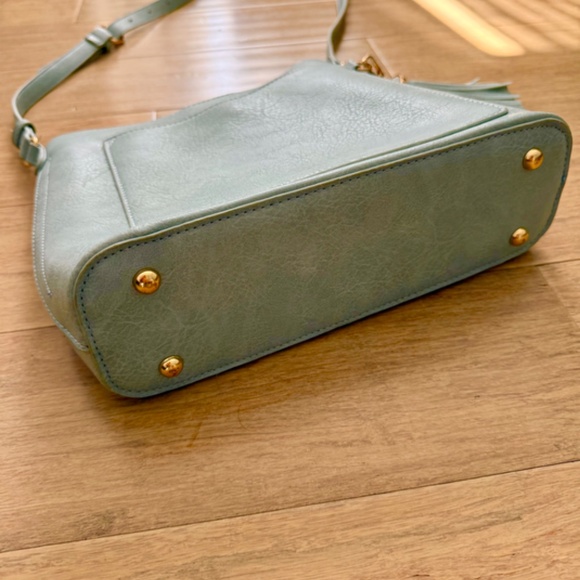 Light Blue Vegan Leather Crossbody with Tassel - Picture 2 of 3